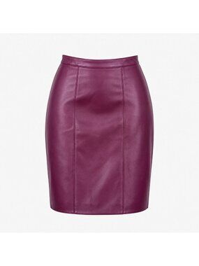 Magenta Faux Leather Pencil Skirt Size L Fitted Retro 90s City Chic Womenswear